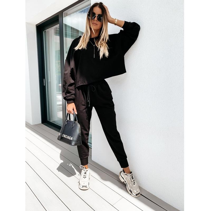 Hirigin Autumn 2pcs Women Outfits Set Ladies Long Sleeve Solid Top Pants Casual Tracksuit Exercise Fitness Clothes 2XL Women's Tracksuits