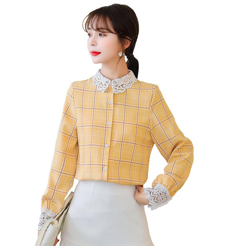 Women' Blouses & Shirts 2021 Arrival Spring Autumn Women Long Sleeve Shirt Korean Fashion Lace Patchwork Contrast Color Plaids Chiffon, Blue
Women' Blouses & Shirts 2021 Arrival Spring Autumn Women Long Sleeve Shirt Korean Fashion Lace Patchwork Contrast Color Plaids Chiffon, Blue