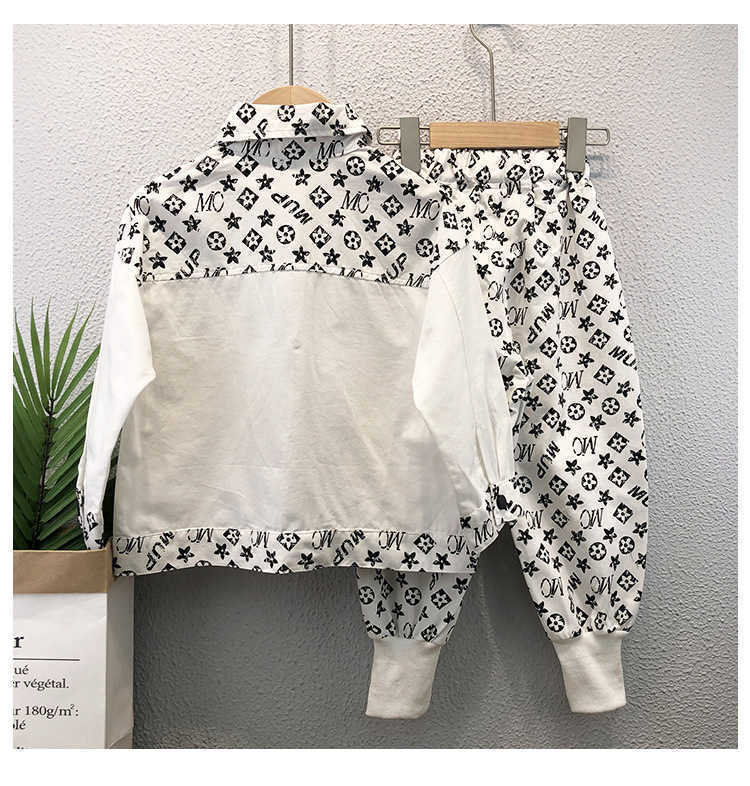 Kids Boy's Cool Shirt Coat Jacket Dungarees Pants Set Students Children's with Knee Pocket Two piece Outfits Sportswear