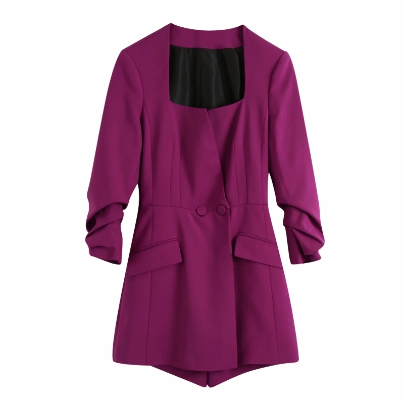 Women Square Collar Three Quarter Sleeve Siamese Shorts High Street Lady Loose Jumpsuits P1881 210430Z