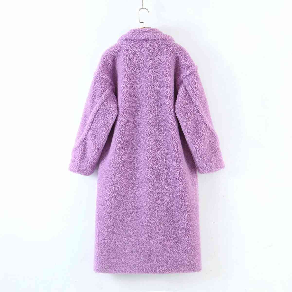 Winter purple Faux Fur Coats women warm lambwool jacket casual thick teddy coat fashion female teddy jacket 210430