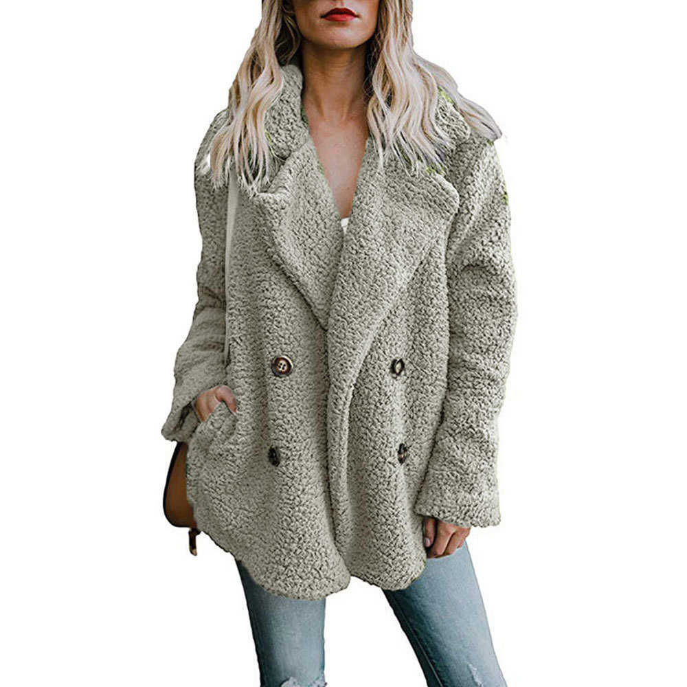 Women Autumn Winter Teddy Coat Casual Oversized Soft Fluffy Fleece Jackets Overcoat Female Warm Faux Fur Coat Outwear 211019
