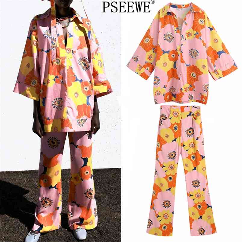 Two Piece Set Women Floral Print Long Sleeve Woman Blouse And Pants Suits Loose High Waist Flare Female Outfit 210519
Two Piece Set Women Floral Print Long Sleeve Woman Blouse And Pants Suits Loose High Waist Flare Female Outfit 210519