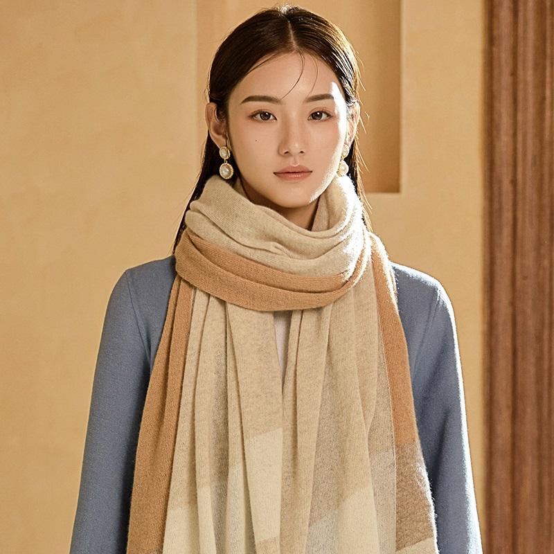 Scarves Women Pure Wool Scarf For Autumn Winter Shawls Wraps Large Warm Neck Fine Real Sheep Wool Blue Blanket Muffler