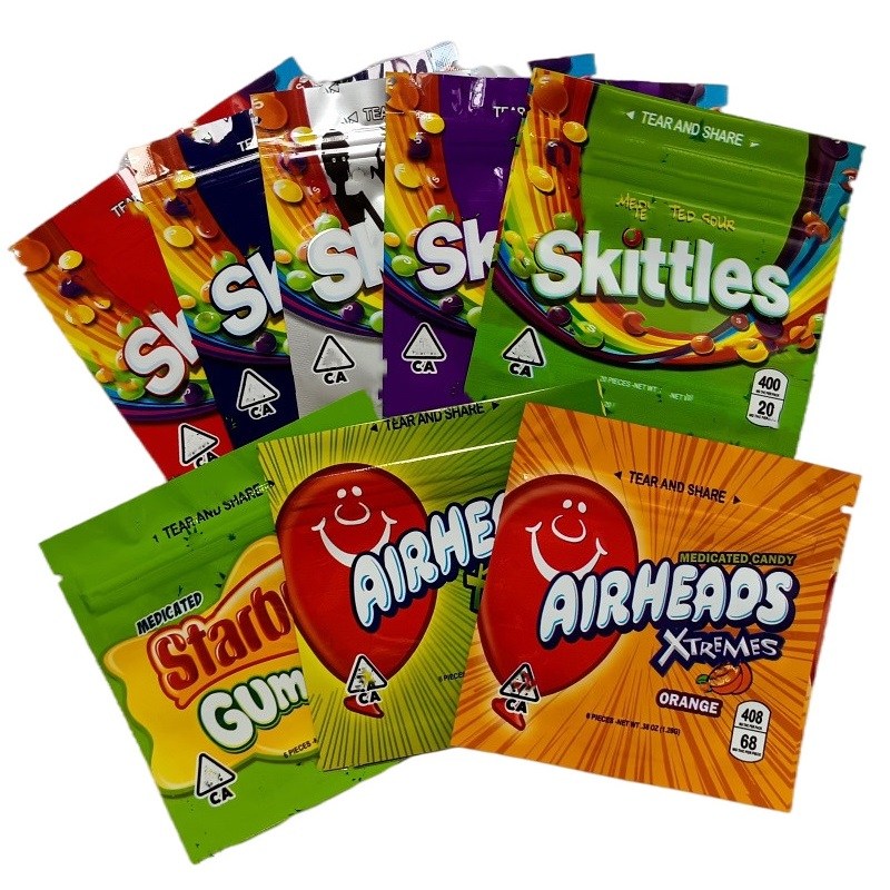 Skittles Pouch Starburst Edibles Bag Airheads Gummies Mylar Bags Packing Packaging Fizzy Cola Bites Xtremes Zipper Smell Proof Resealable Package
Skittles Pouch Starburst Edibles Bag Airheads Gummies Mylar Bags Packing Packaging Fizzy Cola Bites Xtremes Zipper Smell Proof Resealable Package