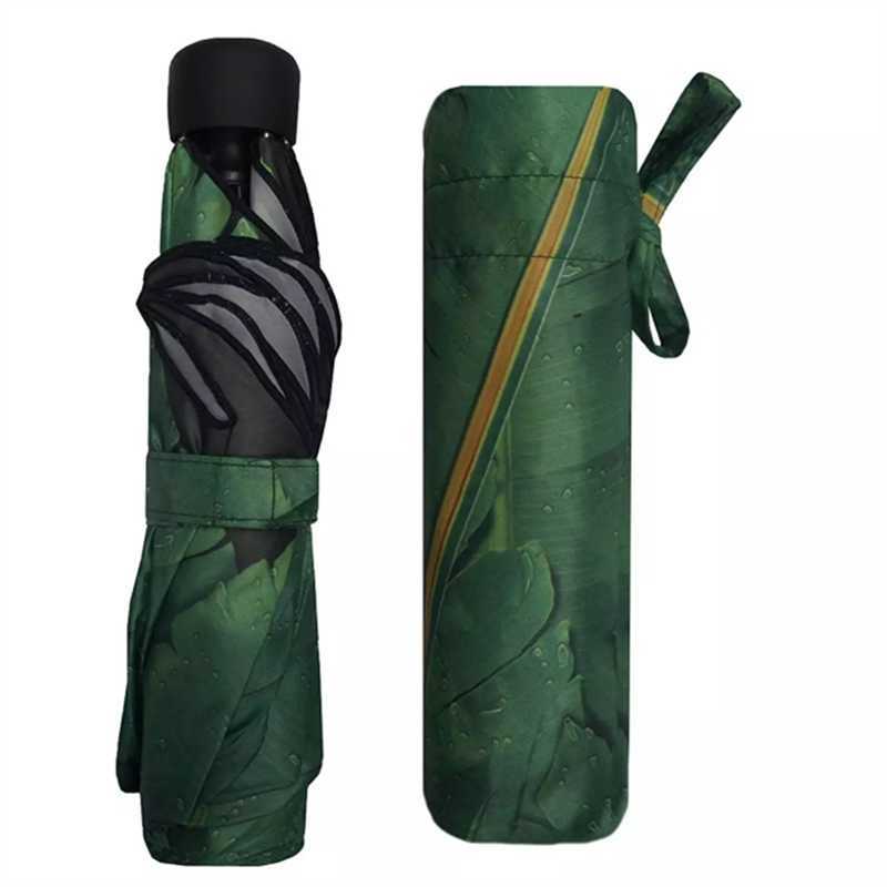 3Folding Windproof Umbrellas Green Pineapple Leaf Rain Women for Men Female Sunny Paraguas Plegable 210721