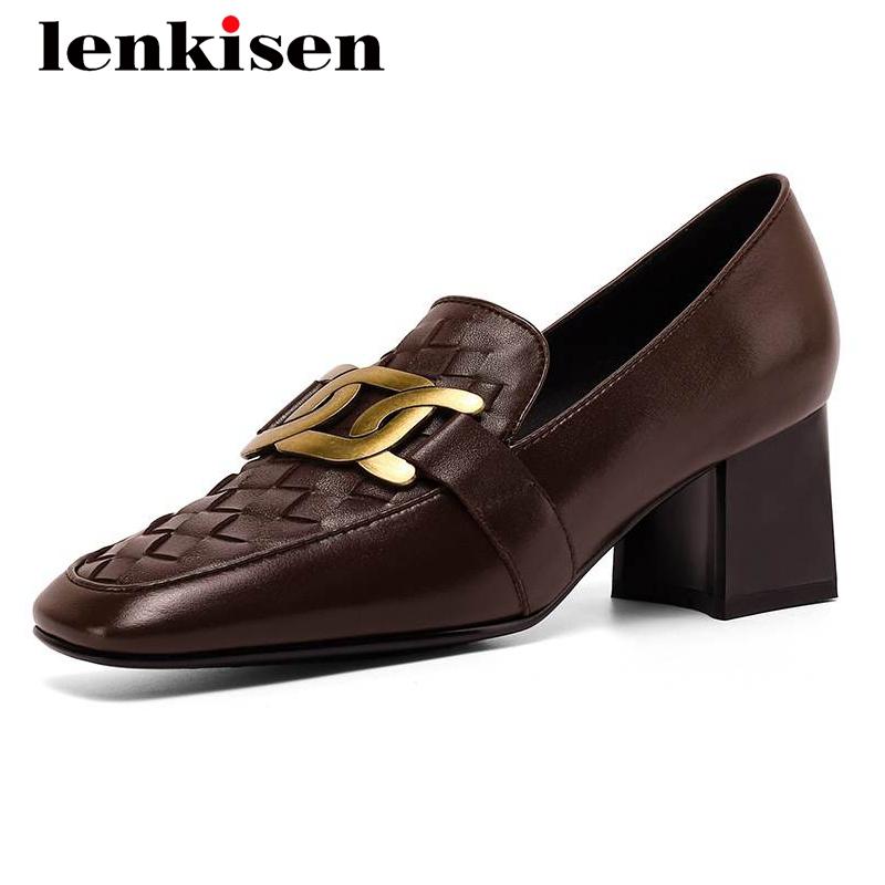 Lenkisen 2021 spring season natural leather straw metal decorations square toe thick high heel slip on gorgeous women pumps L68, Black
Lenkisen 2021 spring season natural leather straw metal decorations square toe thick high heel slip on gorgeous women pumps L68, Black