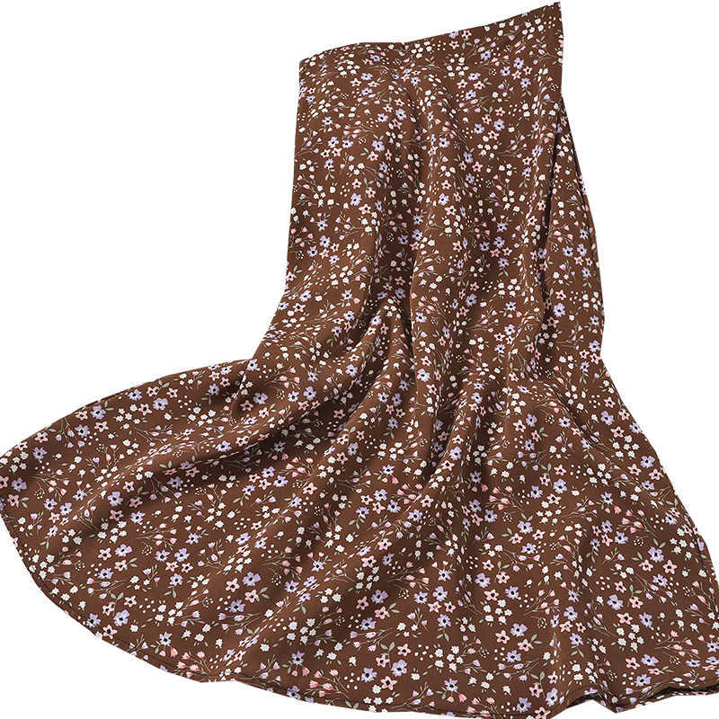 Fashion Summer chiffon beach Print skirt all-match high waist sweet floral for womens Korean midi long vintage 210621