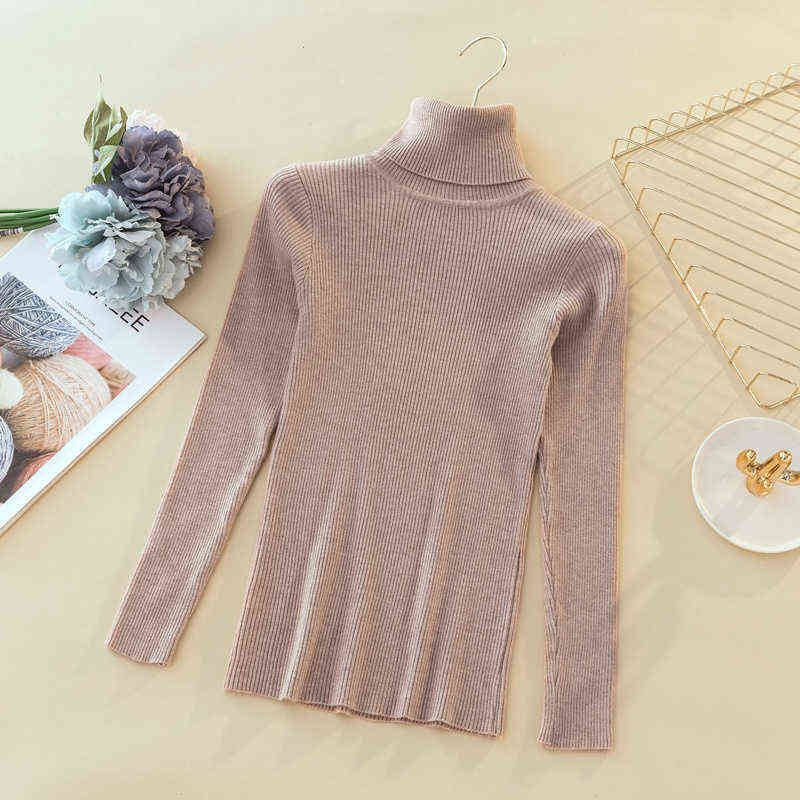 Woman Sweaters Autumn Winter Tops Turtleneck Sweater Women Slim Pullover Jumper High Neck Knitted Sweater Pull Femme Hiver 211109