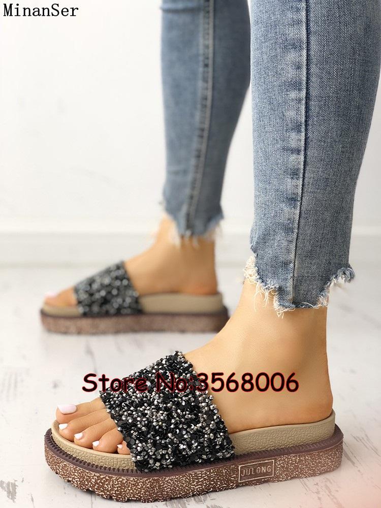Slippers Open Toe Sequins Embellished Women Platform Wedge Lady Beach Summer Slides Shoes High Quality Drop, Black
Slippers Open Toe Sequins Embellished Women Platform Wedge Lady Beach Summer Slides Shoes High Quality Drop, Black