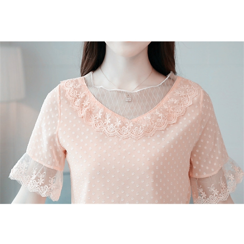 Fashion female blouses chiffon women shirt short sleeve summer ladies tops blusas 0274 40 210506
