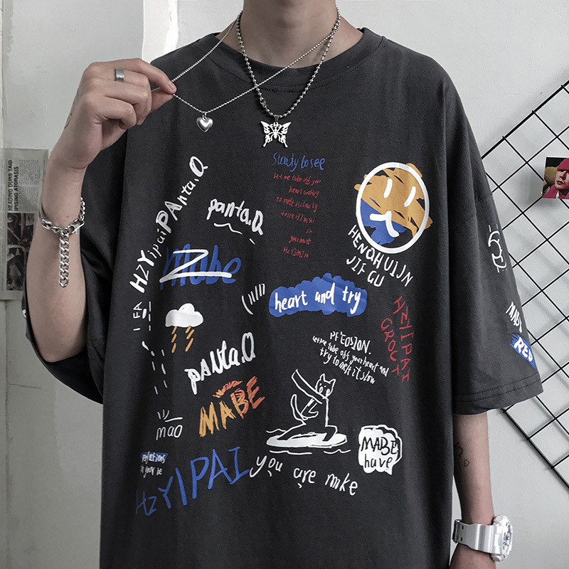 Mens T Shirts Graffiti Printed TShirts Casual Size Free harajuku Style Tee Shirt 4XL 5XL Men Tshirt Summer Top Tees, Black
Mens T Shirts Graffiti Printed TShirts Casual Size Free harajuku Style Tee Shirt 4XL 5XL Men Tshirt Summer Top Tees, Black