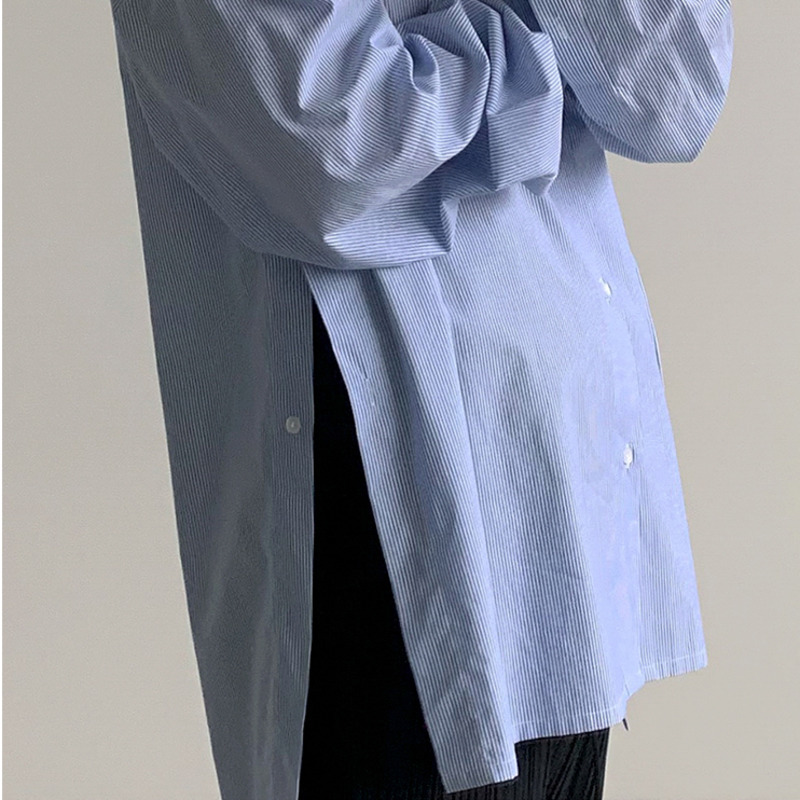 IEFB spring men's long sleeve side split white shirt fashion loose casual korean trend blouse mans single breast 9Y5456 210524