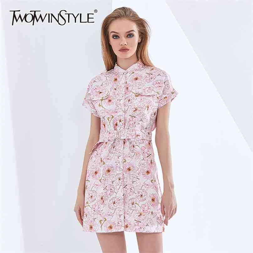 Slim Print Floral Dress For Women Stand Collar Short Sleeve High Waist Sashes Dresses Female Womens Clothing 210520
Slim Print Floral Dress For Women Stand Collar Short Sleeve High Waist Sashes Dresses Female Womens Clothing 210520
