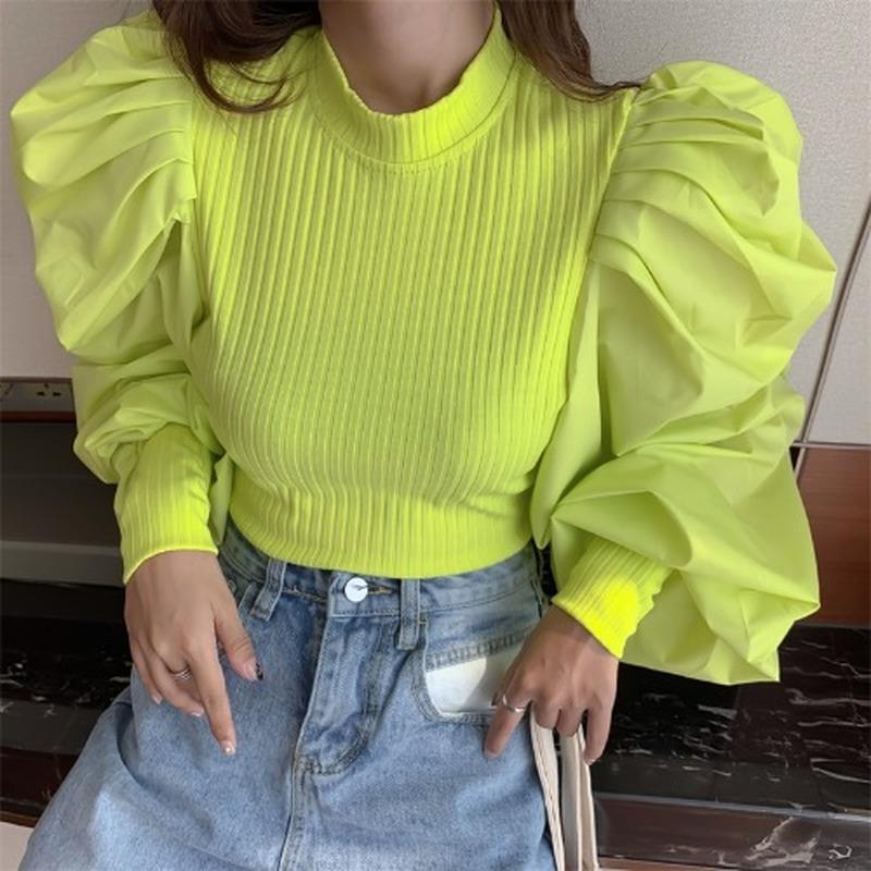Women's Sweaters Jumpers Pull Femme Casual Retro O Fluorescent Green Knitted Top Lantern Sleeve Sweater Pullovers Wild Lazy Patchwork Pleate, White;black
Women's Sweaters Jumpers Pull Femme Casual Retro O Fluorescent Green Knitted Top Lantern Sleeve Sweater Pullovers Wild Lazy Patchwork Pleate, White;black