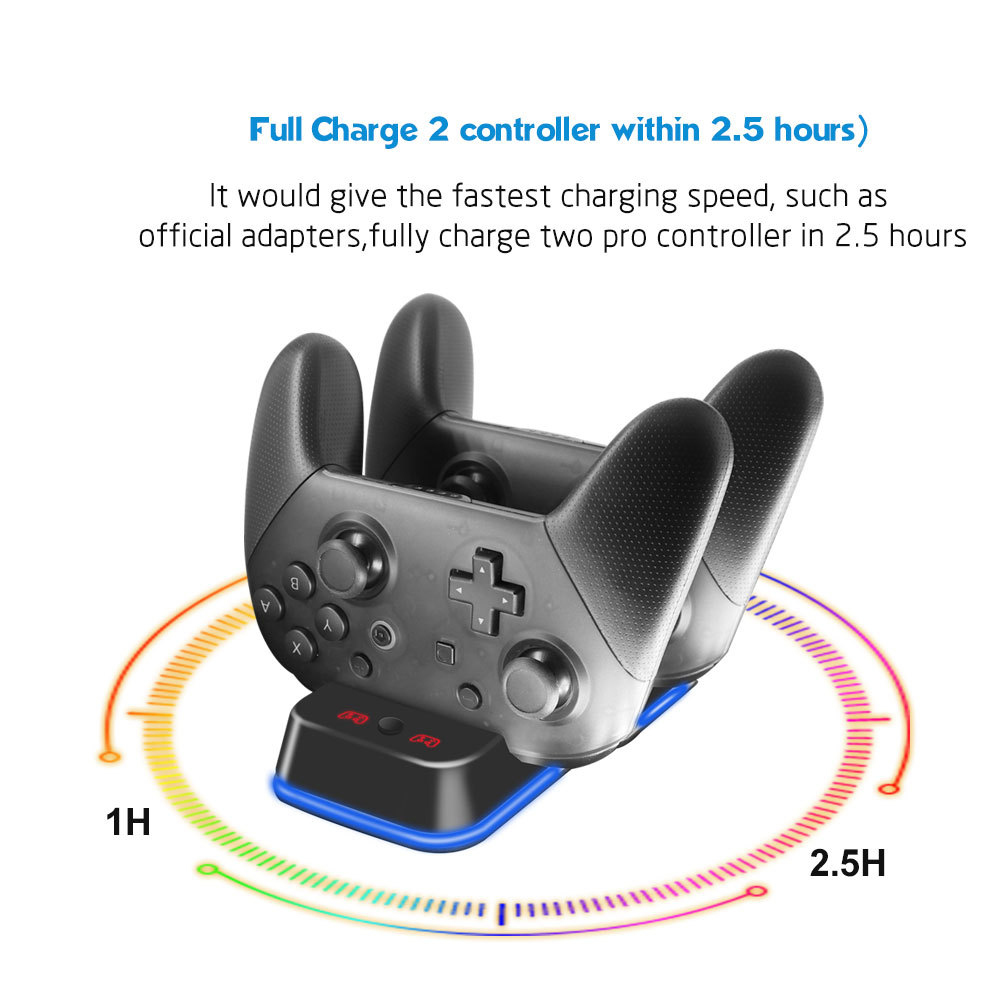 Portable Dual USB Charger Dock for Nintend Switch Pro Game Controller Charging Dock Station Game Controller Stand for Switch Pro