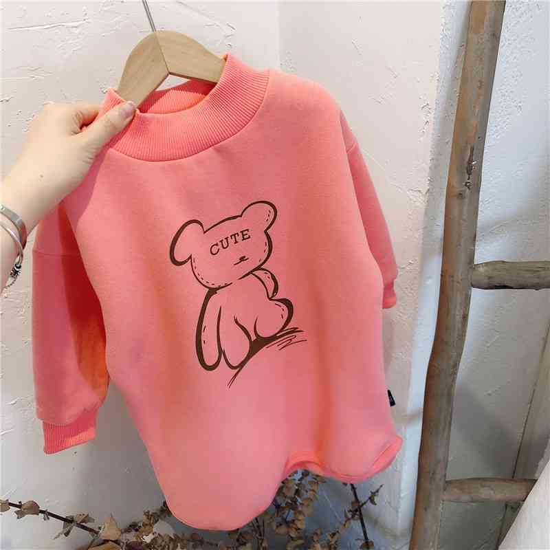 Gooporson Winter Warm Toddler Girls Clothes Fleece Long Sweatshirt Cute Bear Children Outfits Fashion Korean Little Girl Costume 210508