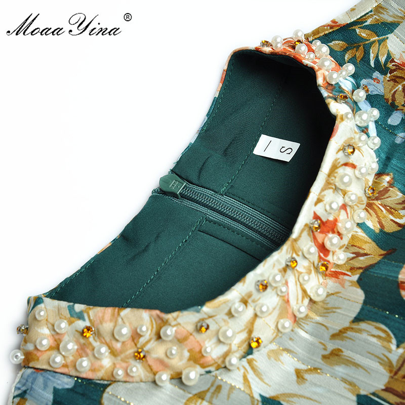 Fashion dress Spring Women Dress Mesh Long sleeve Beaded Vintage Floral Print Lace Cascading Ruffle Chiffon Dresses 210524