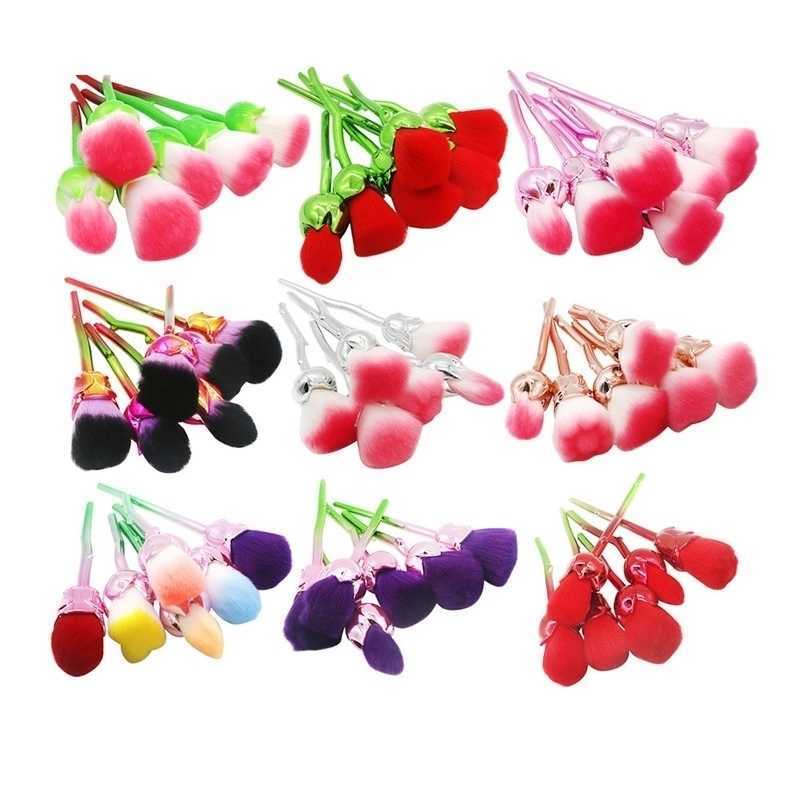 Rose Flower Makeup Brushes Rose Shape Cosmetic Powder Face Brush Eyeshadow Blending Brush Set Beauty Tool