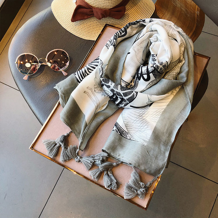 Summer versatile silk scarf Spring and autumn thin gauze shawl women's scarfs long beach towel