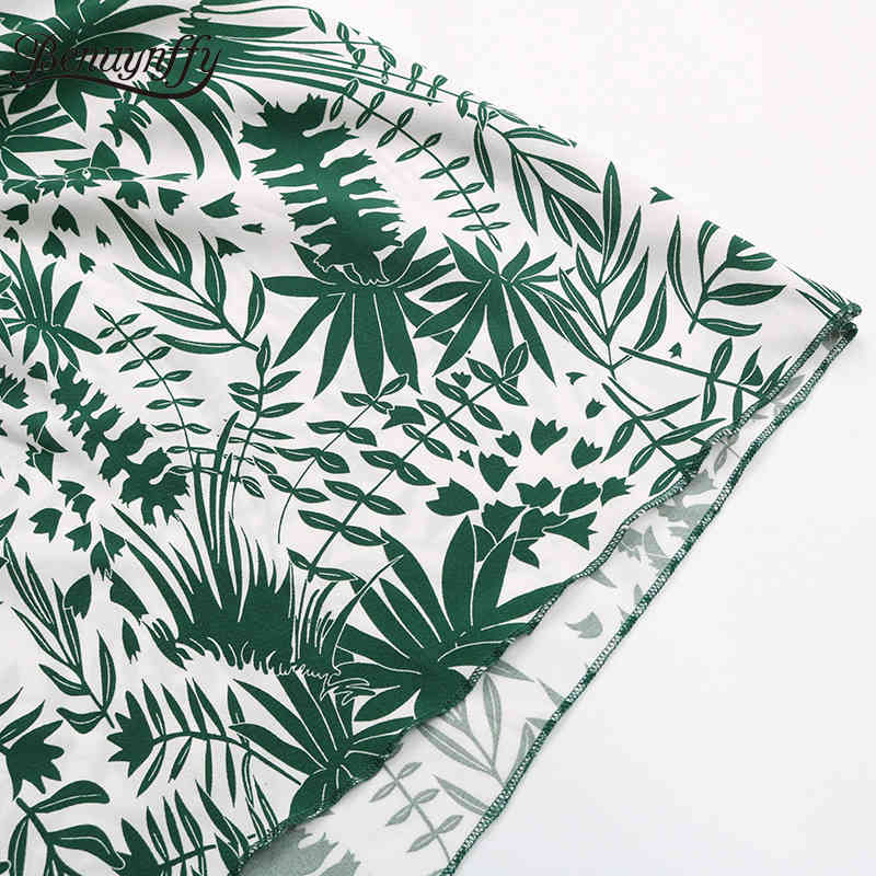 Tie Neck Layered Flare Sleeve Print Women Summer Long Dresses Holiday Casual Female Swing Dress with Belt 210510