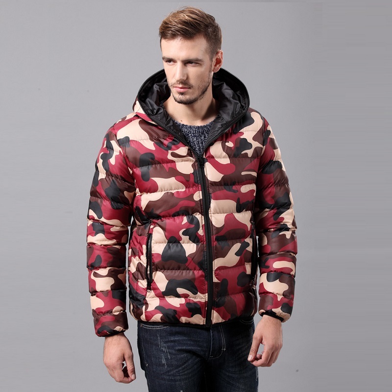 Men's Cotton Padded Down Jacket Camouflage Military Parka Camo Zipper Hoodie Autumn Coat Male Army Style Casual Red Blue Green 210518