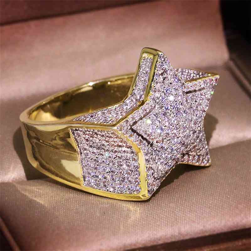 Jewelry style accessories creative five-pointed star two-tone zircon men's ring jewelry
Jewelry style accessories creative five-pointed star two-tone zircon men's ring jewelry