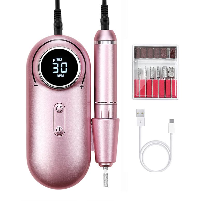 Nail Drill & Accessories 30000RPM Machine Rechargeable Pedicure File Apparatus LCD Display Tools Manicure Polisher Pen