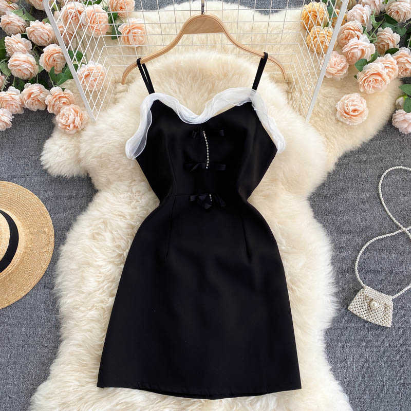 DEAT Women Sling Ruffles Midi Dress Sleeveless Arrivals Lady Sexy Backless Fashion Spring Summer 11D584 210709