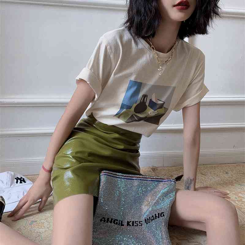 High Waist Patent Pu Leather Women Skirt Zip-up A-line Mini Spring Summer Fashion Ladies Femme 210514