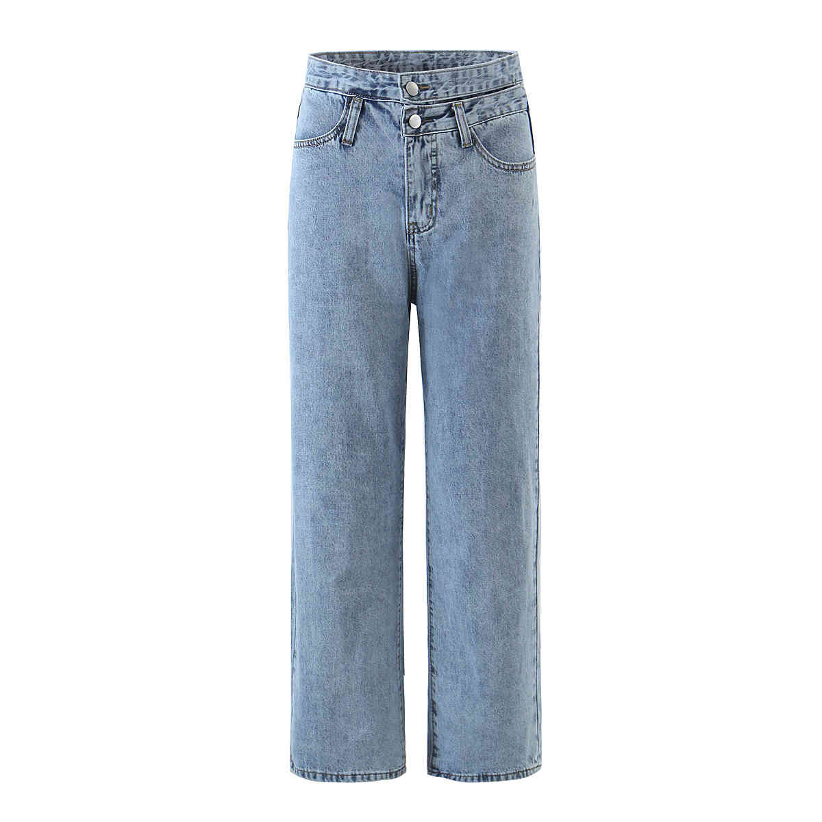 Spring Hollow Out Double High Waist Jeans for Women Mum Denim Pants Street Casual Wide Leg Long Trousers 210429