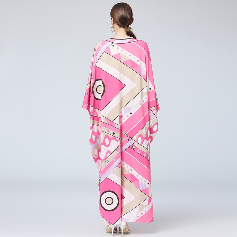 VKBN Autumn Dress Women Up Large Size Loose Batwing Sleeve O-Neck Office Lady Dresses for Women Party Fashion 210507