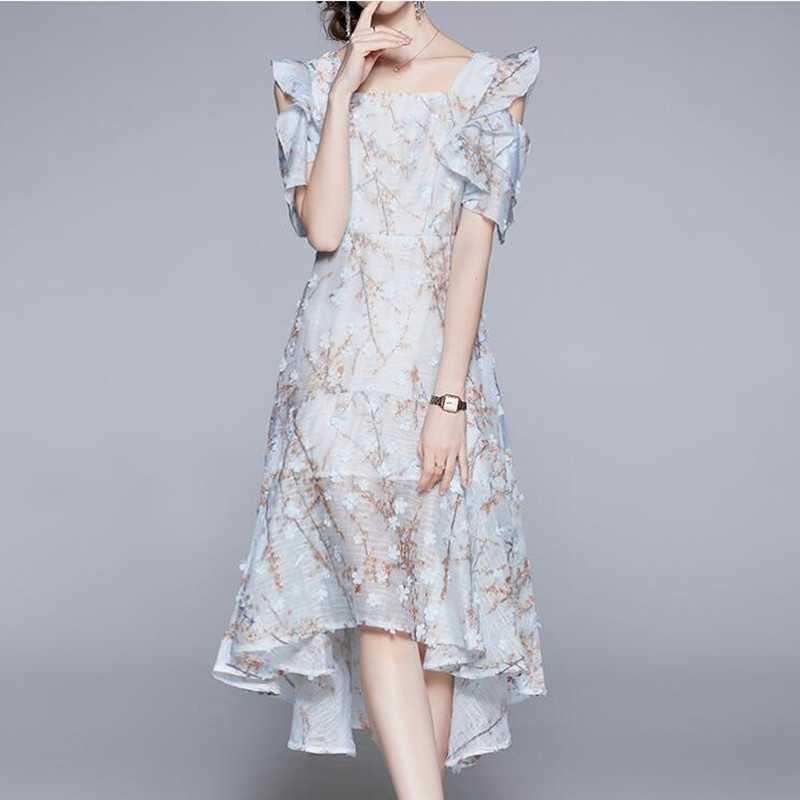ZAWFL Runway Fashion Blue Summer Women Dress Flare Sleeve Print 3D Flower Embroidery Long Mesh Party Holiday 210525, Picture color
ZAWFL Runway Fashion Blue Summer Women Dress Flare Sleeve Print 3D Flower Embroidery Long Mesh Party Holiday 210525, Picture color