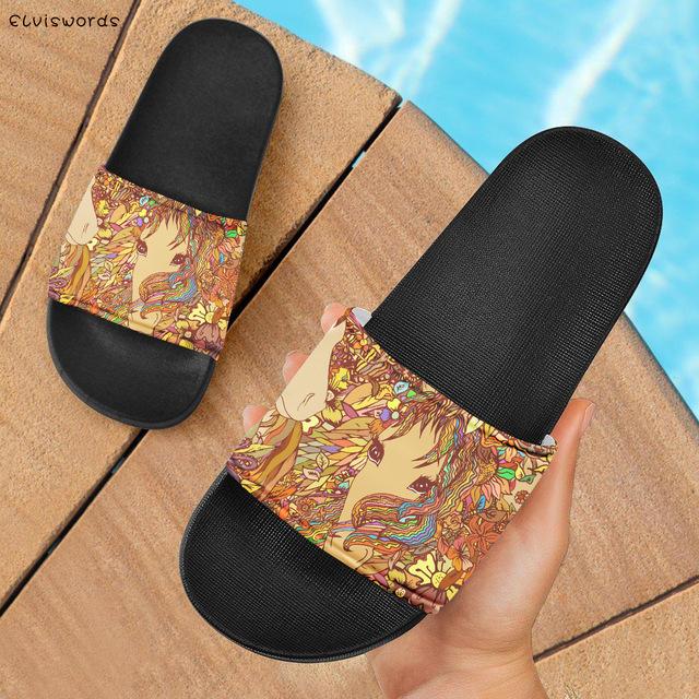 Oil Painting Horse Prints Indoor Slip On Casual Ladies Slides Non-slip Women's Summer Flip Flops Soft Woman Slippers, Black
Oil Painting Horse Prints Indoor Slip On Casual Ladies Slides Non-slip Women's Summer Flip Flops Soft Woman Slippers, Black