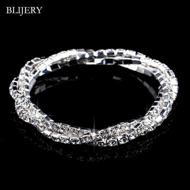 Blijery Stretch Crystal Bridal Bracelets Silver Color Rhinestone Twisty Bracelets Bangles for Women Party Wedding Accessories Q0719
Blijery Stretch Crystal Bridal Bracelets Silver Color Rhinestone Twisty Bracelets Bangles for Women Party Wedding Accessories Q0719