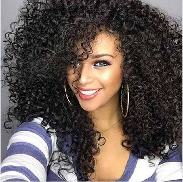 Women Afro Kinky Curly Long No Lace Front Wigs Black Cosplay Synthetic Hair New