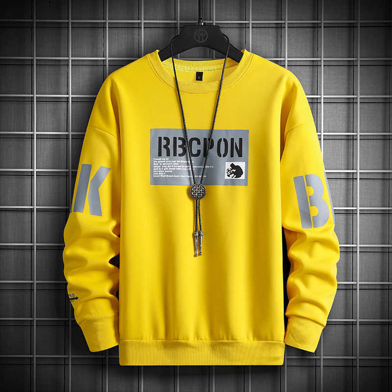 Autumn Men Hoodie Fashion Mens Long Sleeve Sweatshirt Hip Hop Printed Letter Male Fall Casual Loose White O-Neck Pullover 210927