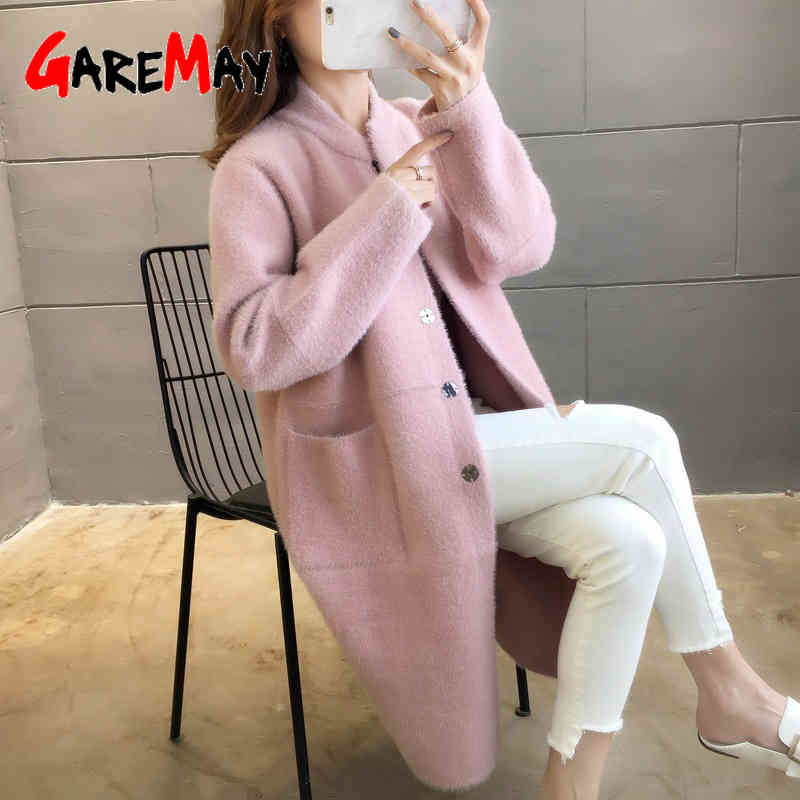 Autumn and Winter Woolen Coat Female Mid-Long Korean Temperament Women's Outerwear Women Sweater 210428