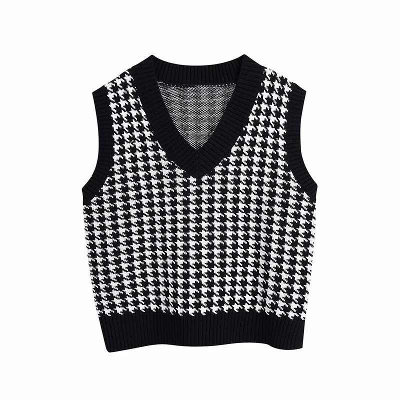 Women Fashion Houndstooth Knitted Vest Sweaters Vintage V Neck Side Vents Female Waistcoat Chic Jumper Tops 210520, Red and white
Women Fashion Houndstooth Knitted Vest Sweaters Vintage V Neck Side Vents Female Waistcoat Chic Jumper Tops 210520, Red and white