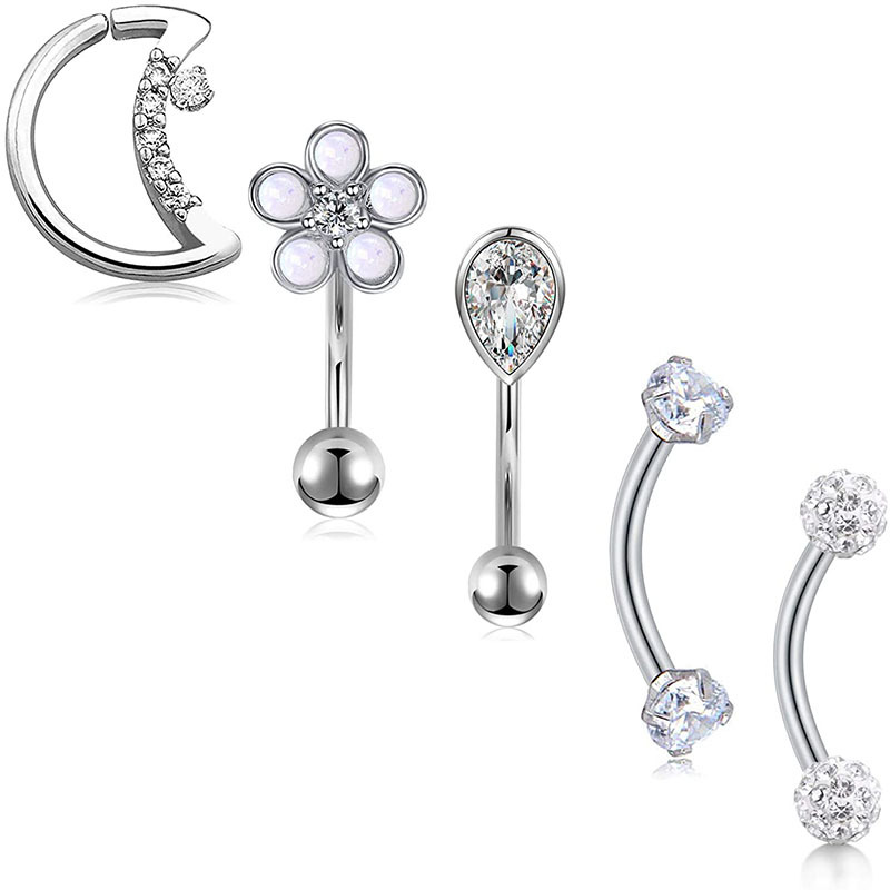 16G Rook Daith Earrings Curved Barbell with CZ Opal Design Moon Ring for Conch Cartilage Eyebrow Piercing
16G Rook Daith Earrings Curved Barbell with CZ Opal Design Moon Ring for Conch Cartilage Eyebrow Piercing