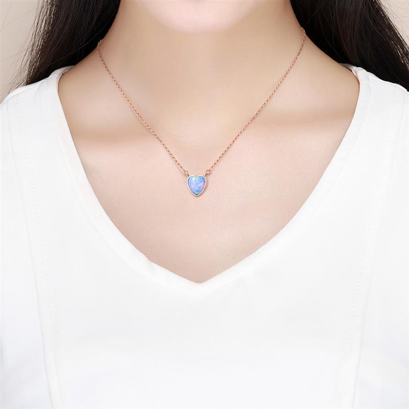 Chains S925 Silver Heart-Shaped Pendant Necklaces Electroplating Rose Gold Necklace Blue Opal Stone For Women Wedding Anniversary
Chains S925 Silver Heart-Shaped Pendant Necklaces Electroplating Rose Gold Necklace Blue Opal Stone For Women Wedding Anniversary