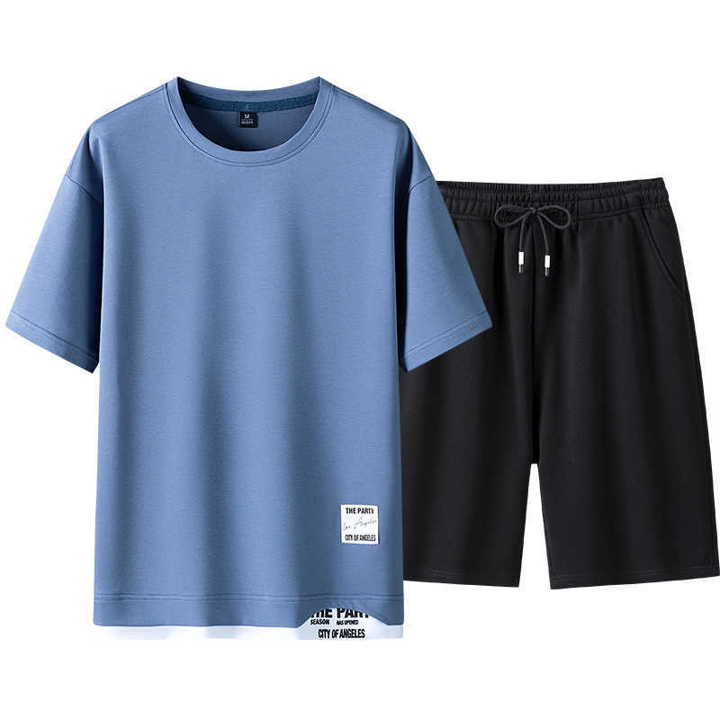 Men Casual Set Fashion Track Suit Shorts Jogger Sets 2 PCS Oversize Sweat Suit Male Sportswear Tracksuit Summer Sportsuit 210603