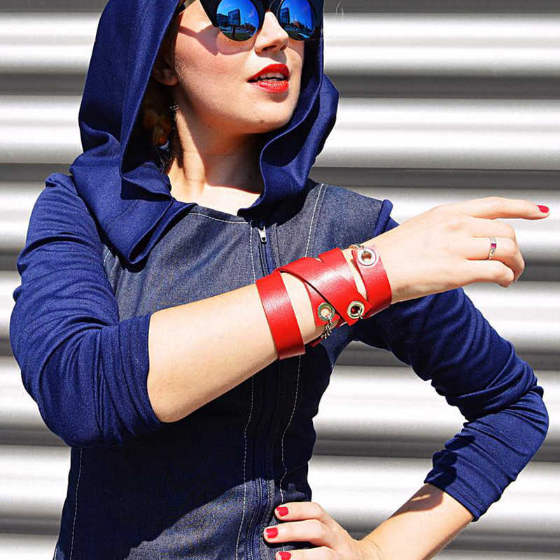 Yd&ydbz New Pu Leather Bracelets Women Handmade Jewelry Punk Chain Party Accessories Red Black Yellow Blue Adjustable Bangles Q0719
Yd&ydbz New Pu Leather Bracelets Women Handmade Jewelry Punk Chain Party Accessories Red Black Yellow Blue Adjustable Bangles Q0719