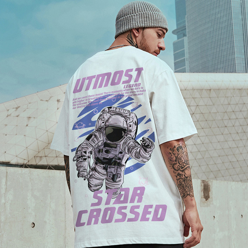 ZSIIBO Oversize Fashion men's large hip hop loose short-sleeve T-shirt astronaut half sleeve trendy style shirt TX37534, White
ZSIIBO Oversize Fashion men's large hip hop loose short-sleeve T-shirt astronaut half sleeve trendy style shirt TX37534, White