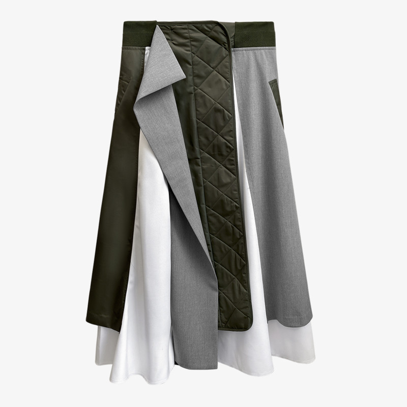 VGH Patchwork Hit Color Skirt For Women High Waist Asymmetrical Loose Large Size Streetwear Skirts Female Fashion New Style 210421