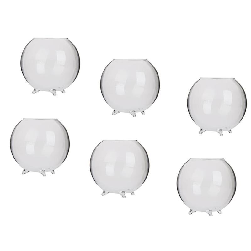 Vases 6pcs Clear Ball Glass Flower Vase Pot Mini Landscape Terrarium Bottle Little Cute Candlestick 8cm