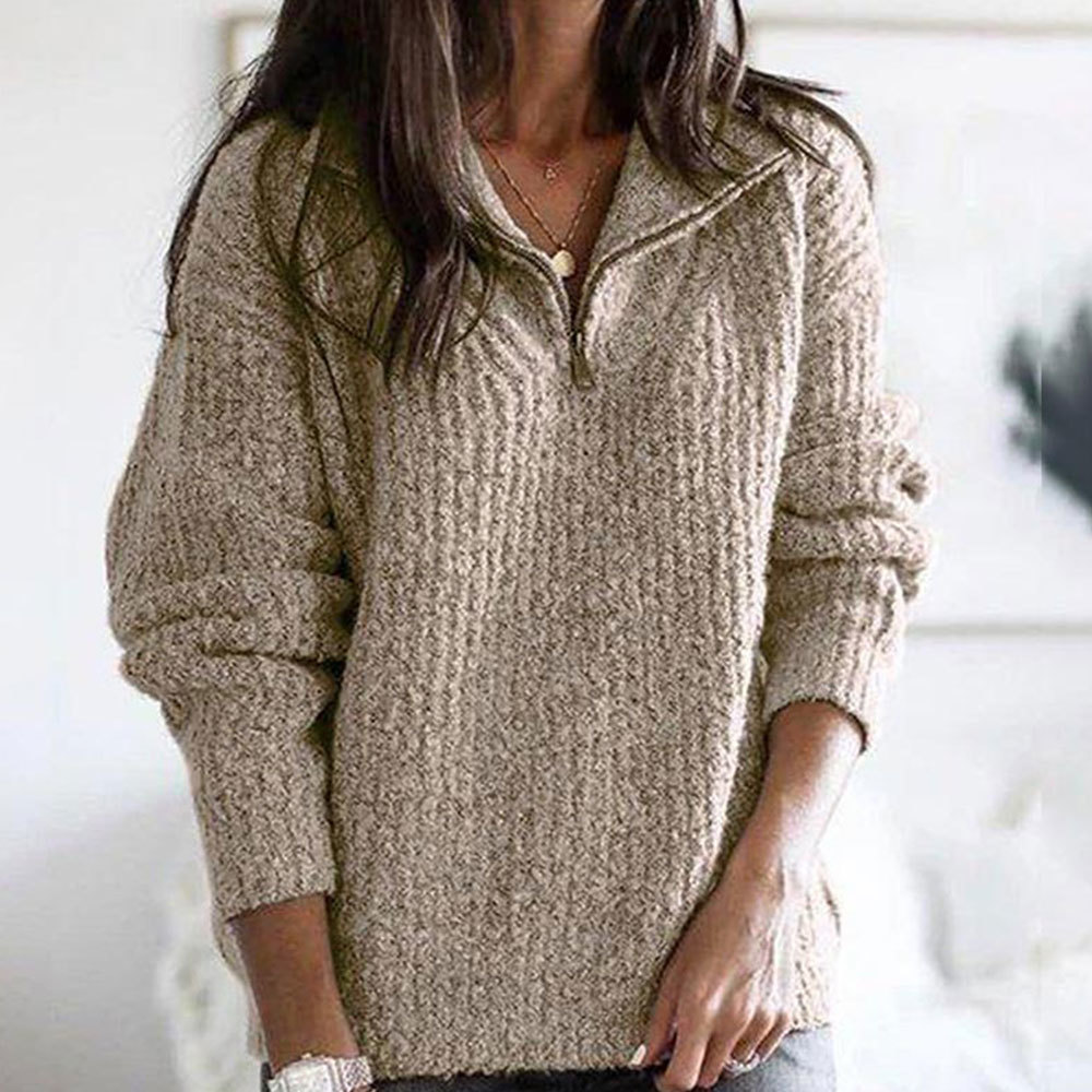 Europe Zipper Turtleneck Sweater Vintage Solid Pullover Plus Size Loose Knitted Jumpers Casual Tops S-5XL 210428