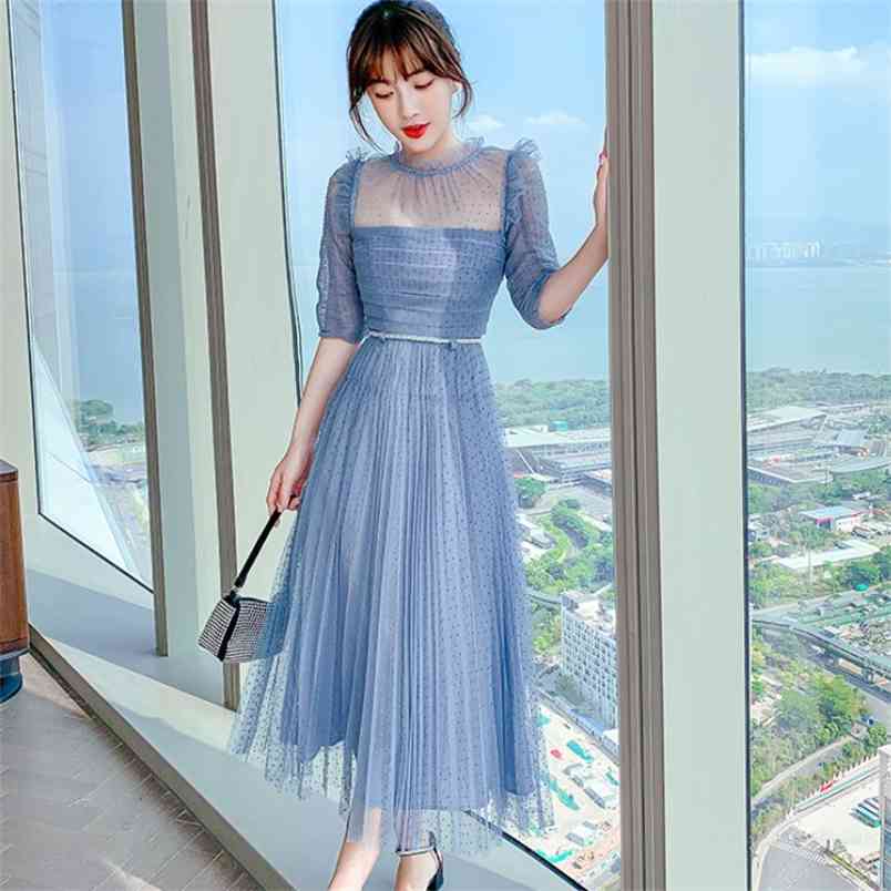 Vintage Dresses est Summer Elegant Fashion Mesh Ruched Short Sleeve High Waist Holiday Beach Long Dress Vestidos 210519, Blue
Vintage Dresses est Summer Elegant Fashion Mesh Ruched Short Sleeve High Waist Holiday Beach Long Dress Vestidos 210519, Blue