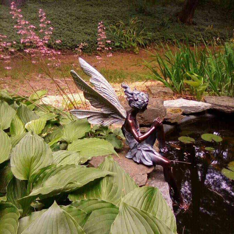 Flower Fairy Garden Miniatures Sculpture Resin Angel Sitting Statue Figurine Modern Home Outdoor Yard Art Decor Craft Ornaments 211108