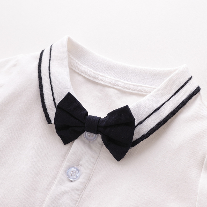 Baby Boys Summer Rompers with Gentleman's Bow Tie - Breathable Cotton Overall Set for Kids